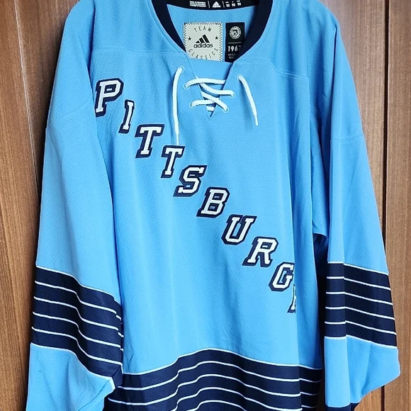 Adidas Pittsburgh Blue Hockey Jersey - Picture 1 of 3